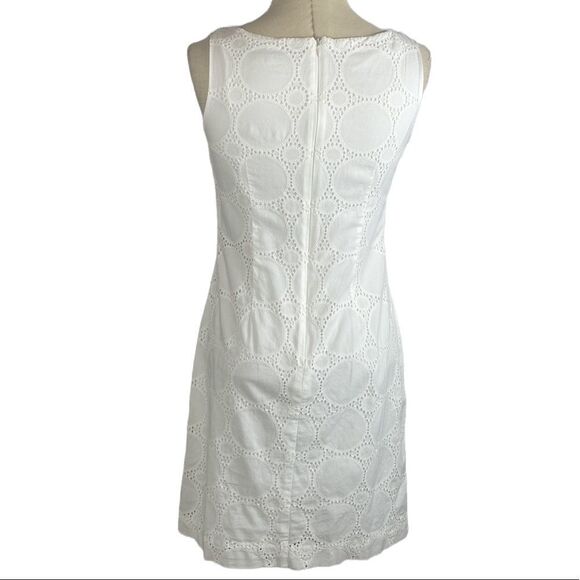 Eliza J Sleeveless Cotton Knee Length Preppy Shift Dress‎ White Size 2 - Picture 6 of 11